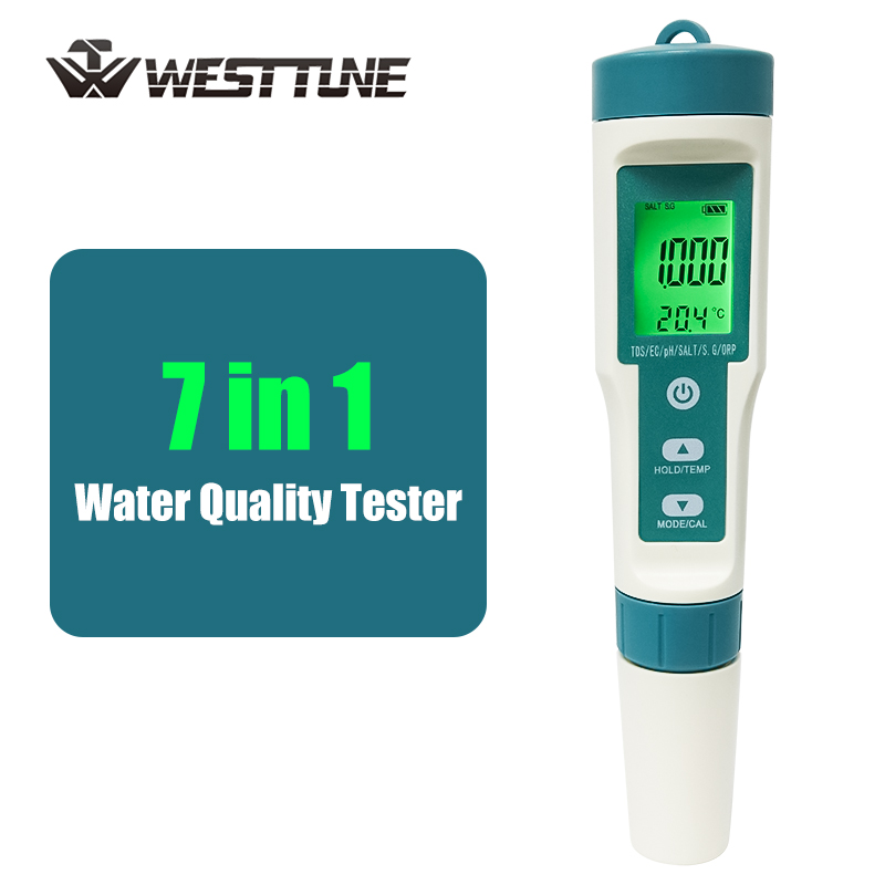 Ph Meter Digital Water Tester - WESTTUNE Digitales PH-Messgerät 7-in-1 PH/ORP/EC/TEMP/SALT/S.G/TDS Wasserqualitätstester