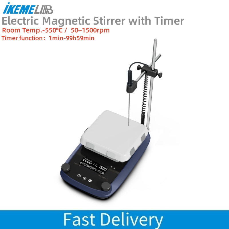 Lab Magnetic Stirrer Hot Plate - IKEME LCD-Digitalanzeige Magnetrührer mit Timer, Glaskeramik-Heizplattenmischer
