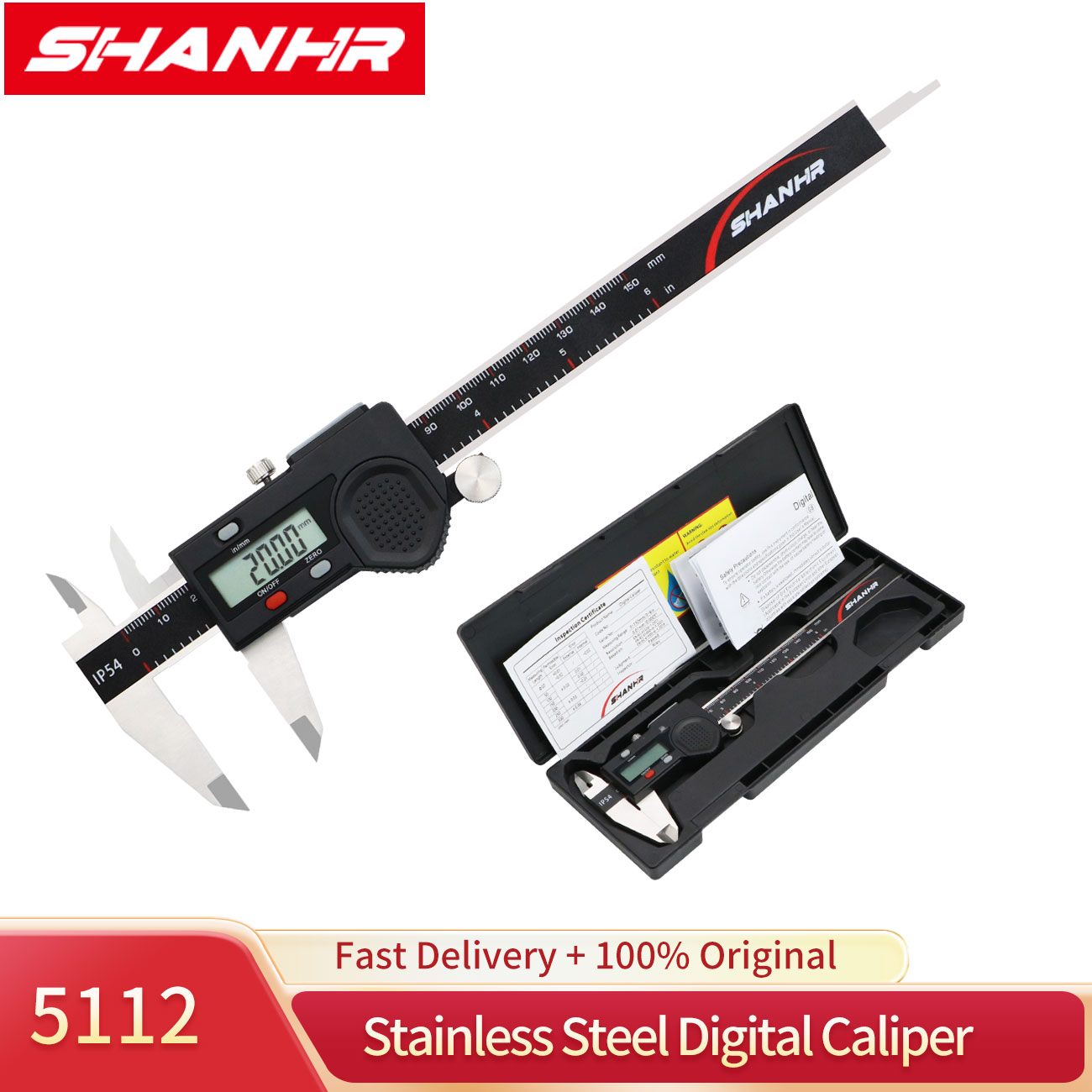 Digital Caliper 150Mm Stainless Steel - SHANHR Elektronischer Digitaler Messschieber 150mm, Stahl-Vernier-Caliper,
