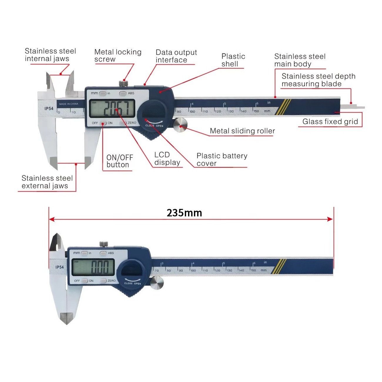IP54 0–150 mm digitaler Messsc – Digital Caliper 150Mm Stainless Steel Bewertung und Preis